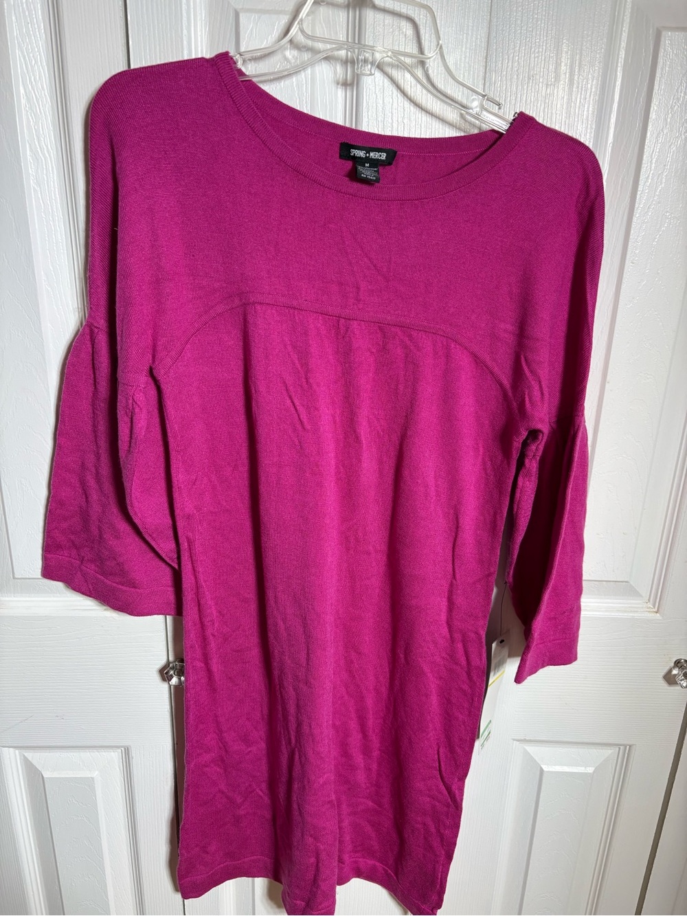 Spring and Mercer Fuchsia Scoop Neck Tunic Top